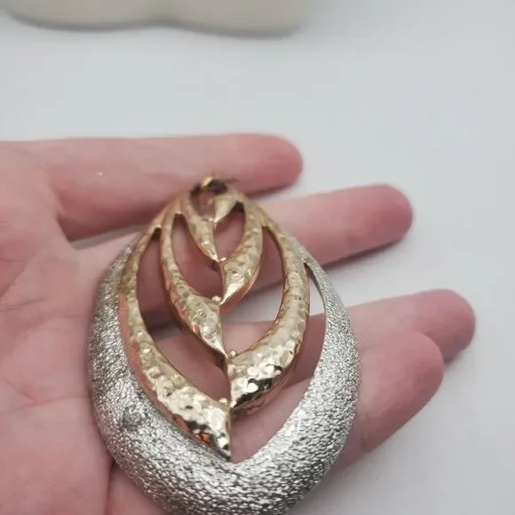 Phoenix teardrop amulet necklace pendant gold and silver tone high‎ fashion